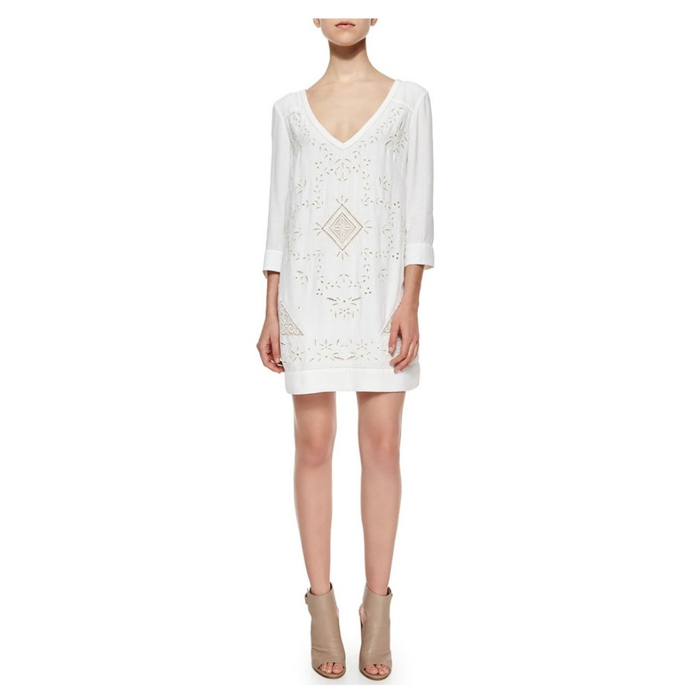 French Connection Embroidered Woven Dress, White